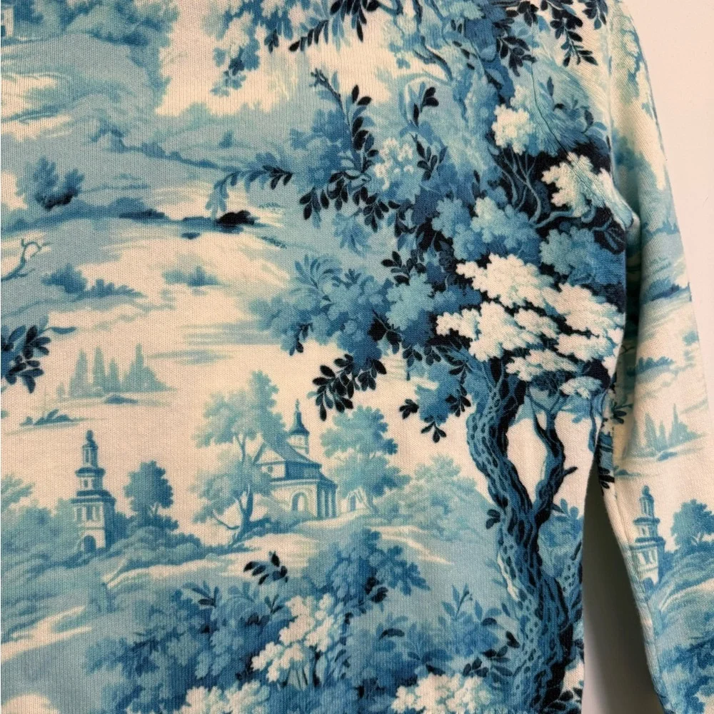 NWT Mestiza Phoebe Blue Toile Scenic Knit Sweater Storybook - Picture 5 of 11